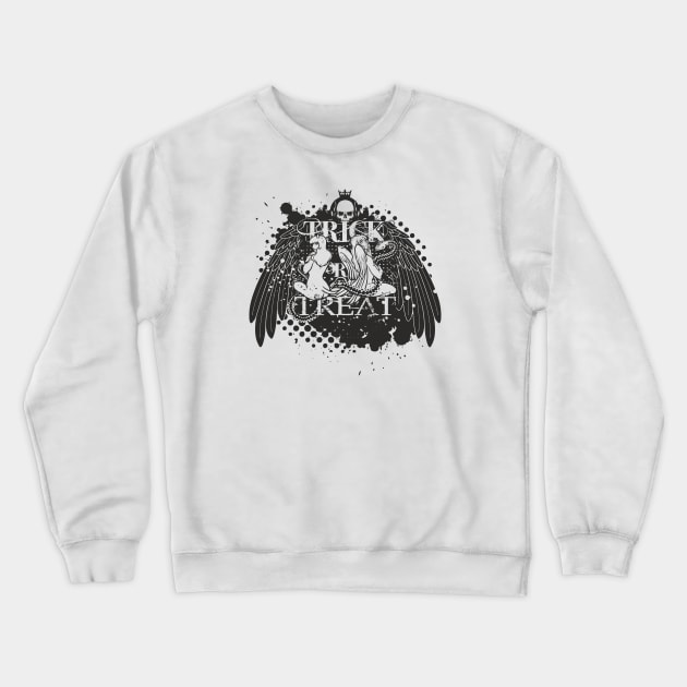 Trick or Treat? - Black Crewneck Sweatshirt by Cooliophonic